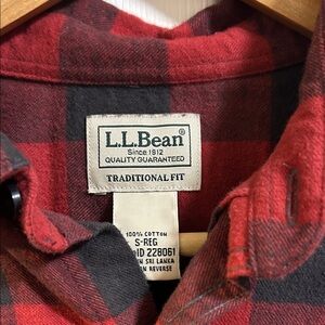 L.L. Bean Men's Red and Black Checkered Shirt
